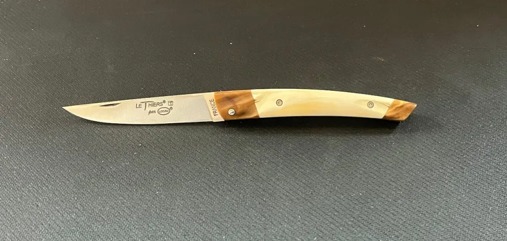 Couteau Thiers ivoire de phacochère mitres peuplier