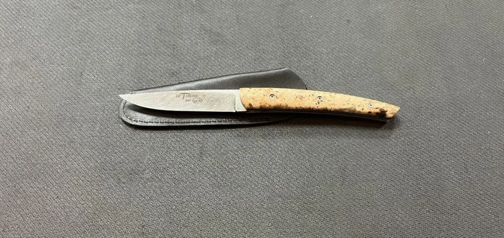 Couteau Thiers loupe de frene lame damas Raymond Rosa